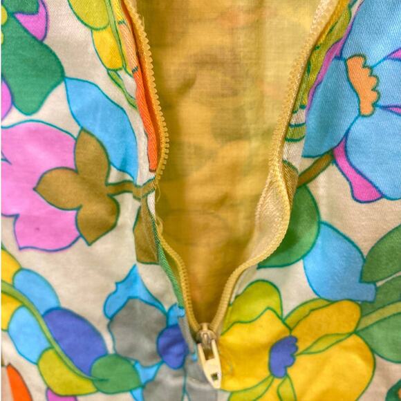 Union Made Psychedelic Neon Green Multicolor 70's Dress Medium - Picture 5 of 10